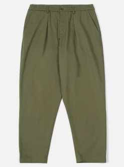 Cheap Pleated Track Pant In Light Olive Twill Men Suiting.