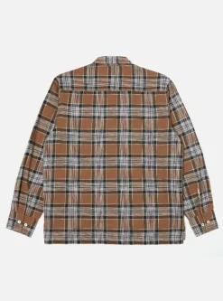 Best Sale Pullover L/S Shirt In Brown Ikat Twill Check Men Shirts.