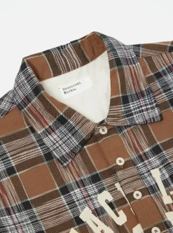 Best Sale Pullover L/S Shirt In Brown Ikat Twill Check Men Shirts.