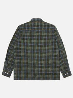 New Pullover L/S Shirt In Green Ikat Twill Check Men Shirts.