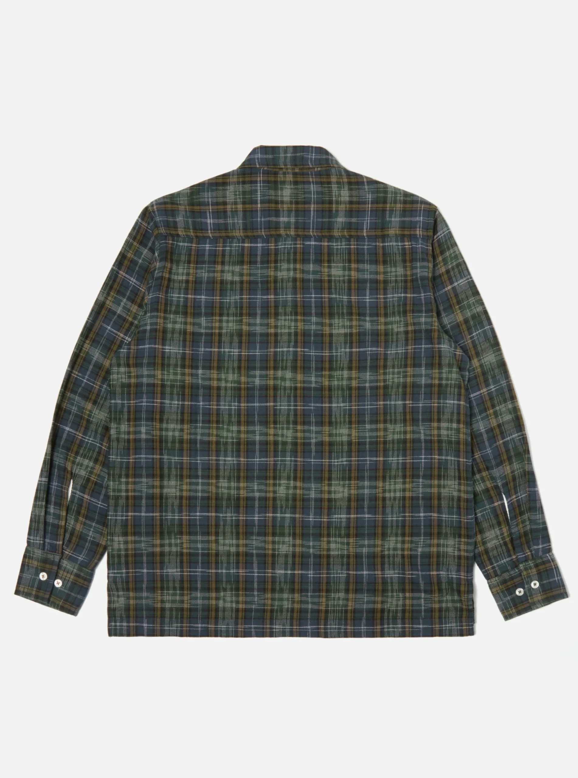 New Pullover L/S Shirt In Green Ikat Twill Check Men Shirts.
