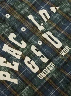 New Pullover L/S Shirt In Green Ikat Twill Check Men Shirts.