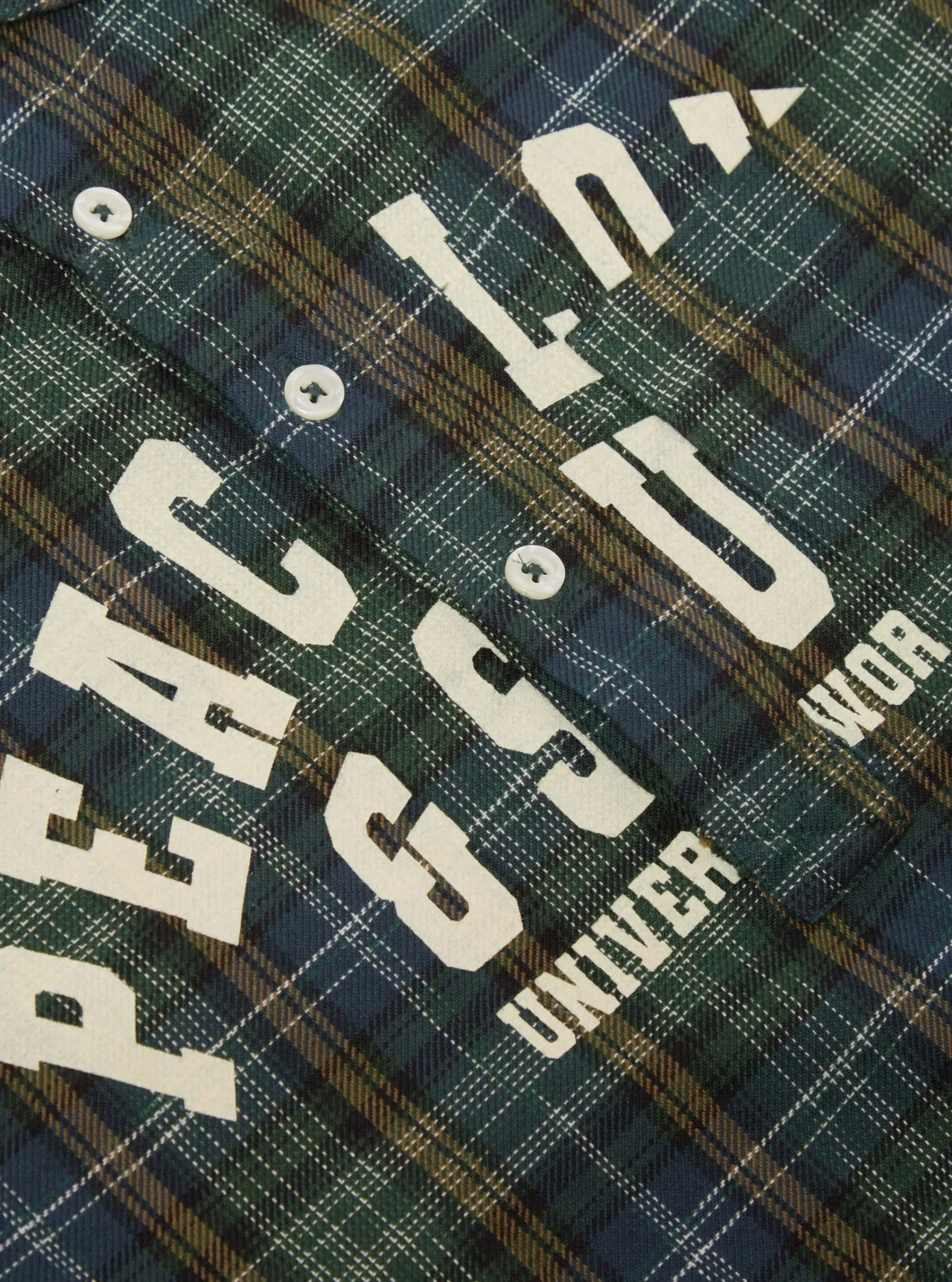 New Pullover L/S Shirt In Green Ikat Twill Check Men Shirts.