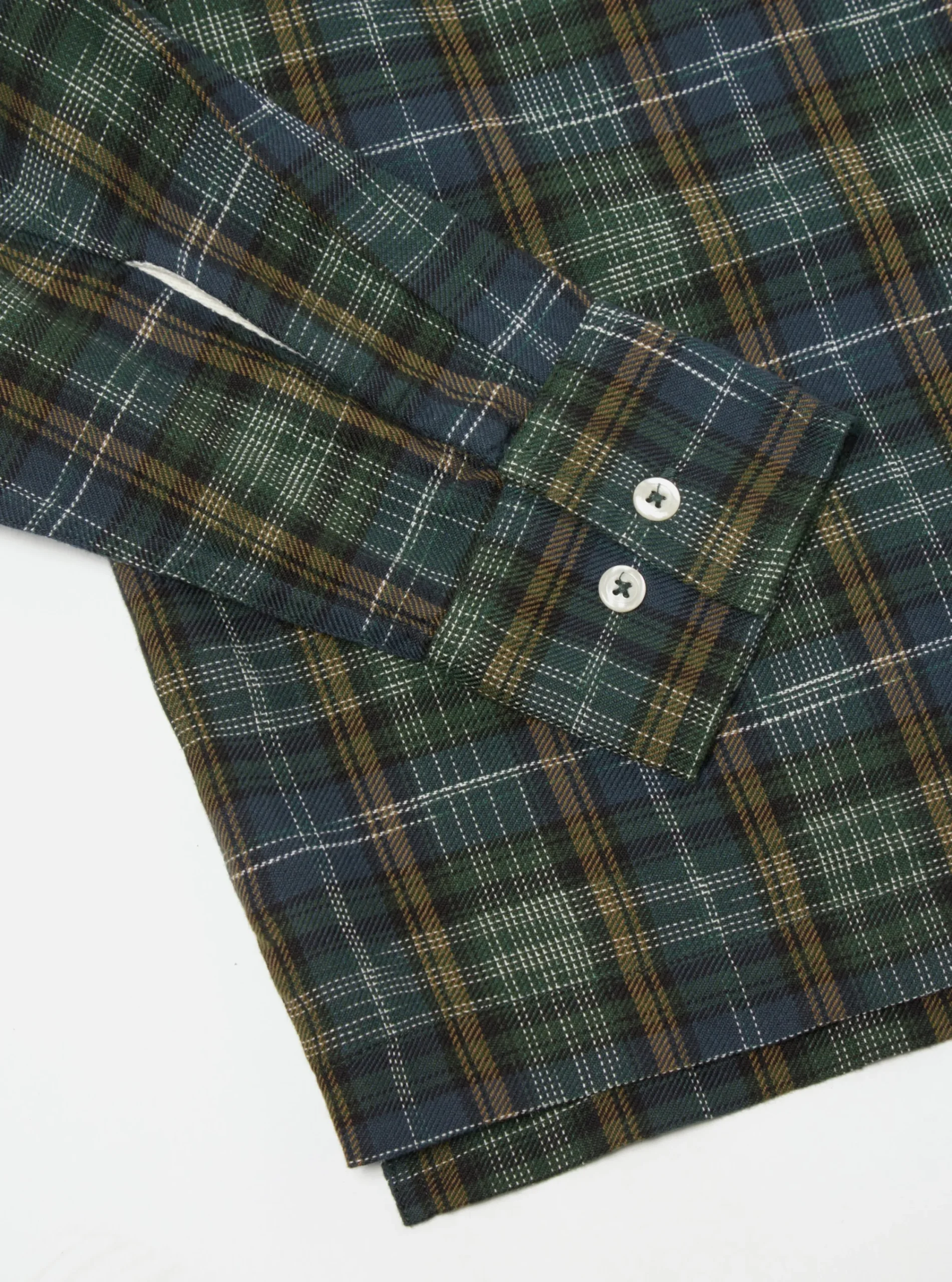 New Pullover L/S Shirt In Green Ikat Twill Check Men Shirts.