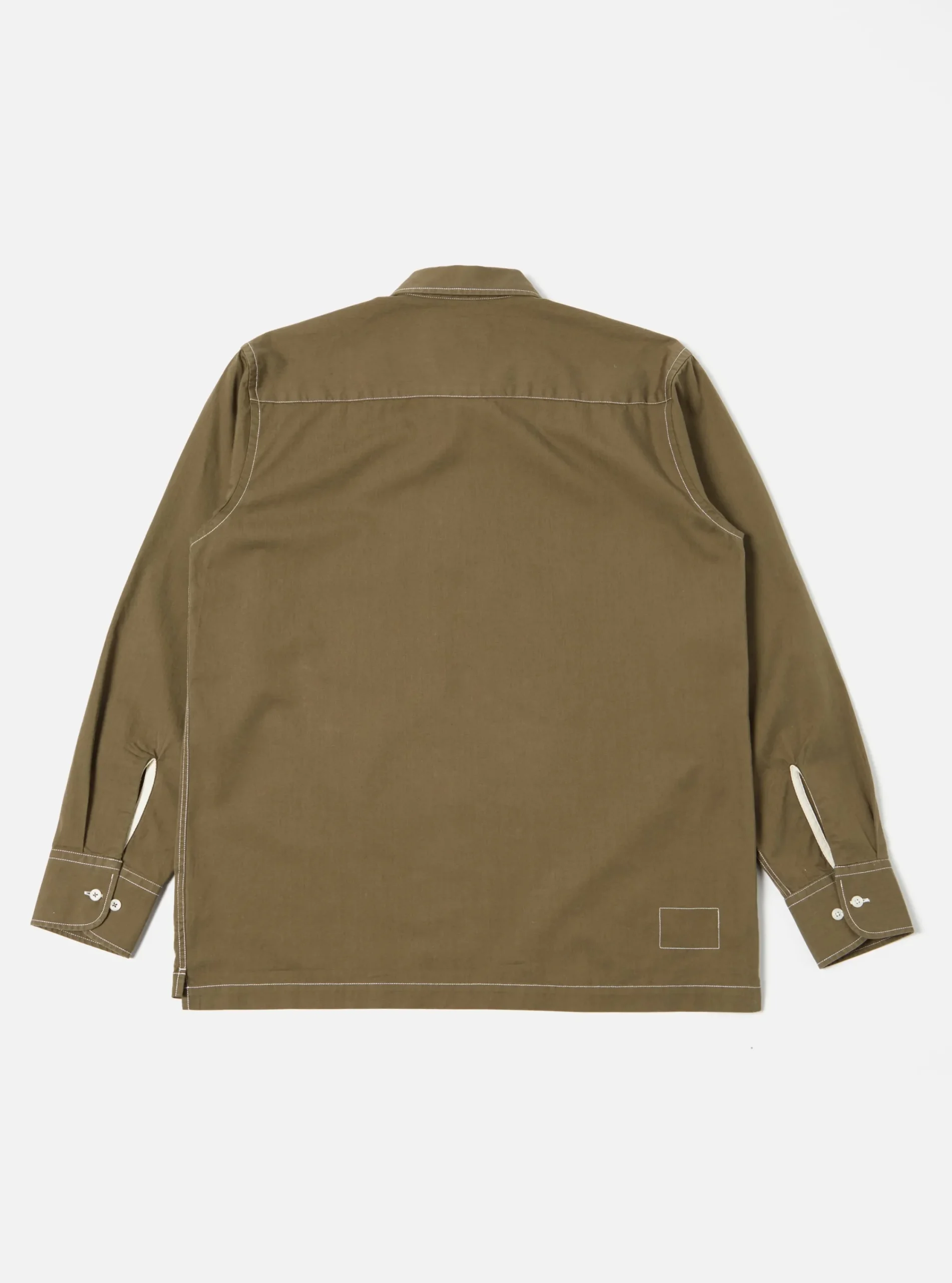 Flash Sale Pullover L/S Shirt In Olive Scuba Cotton Men Overshirts.