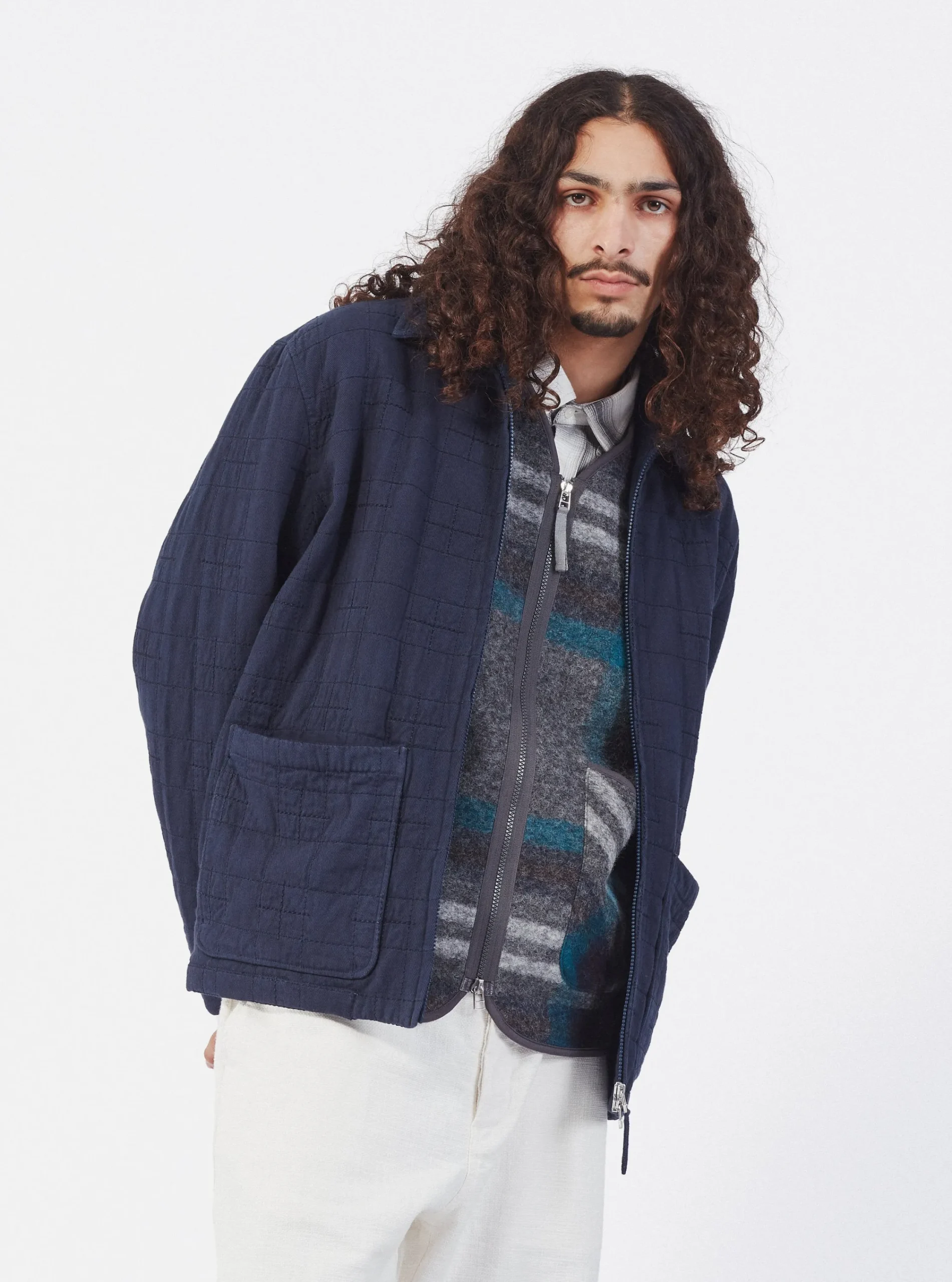 Cheap Quilt Gower Jacket In Navy Winter Twill Men Jackets.