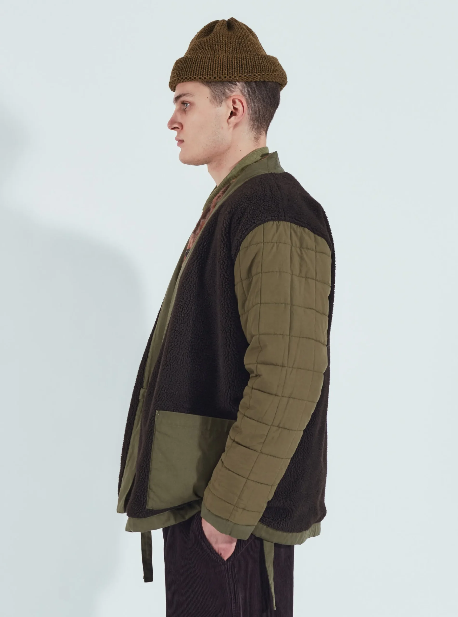 Best Sale Reversible Kyoto Work Jacket In Light Olive Twill/Sherpa Men Coats & Outerwear.
