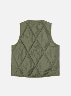 Outlet Reversible Military Liner Gilet In Olive/Sand Diamond Quilt Men Waistcoats & Gilets.