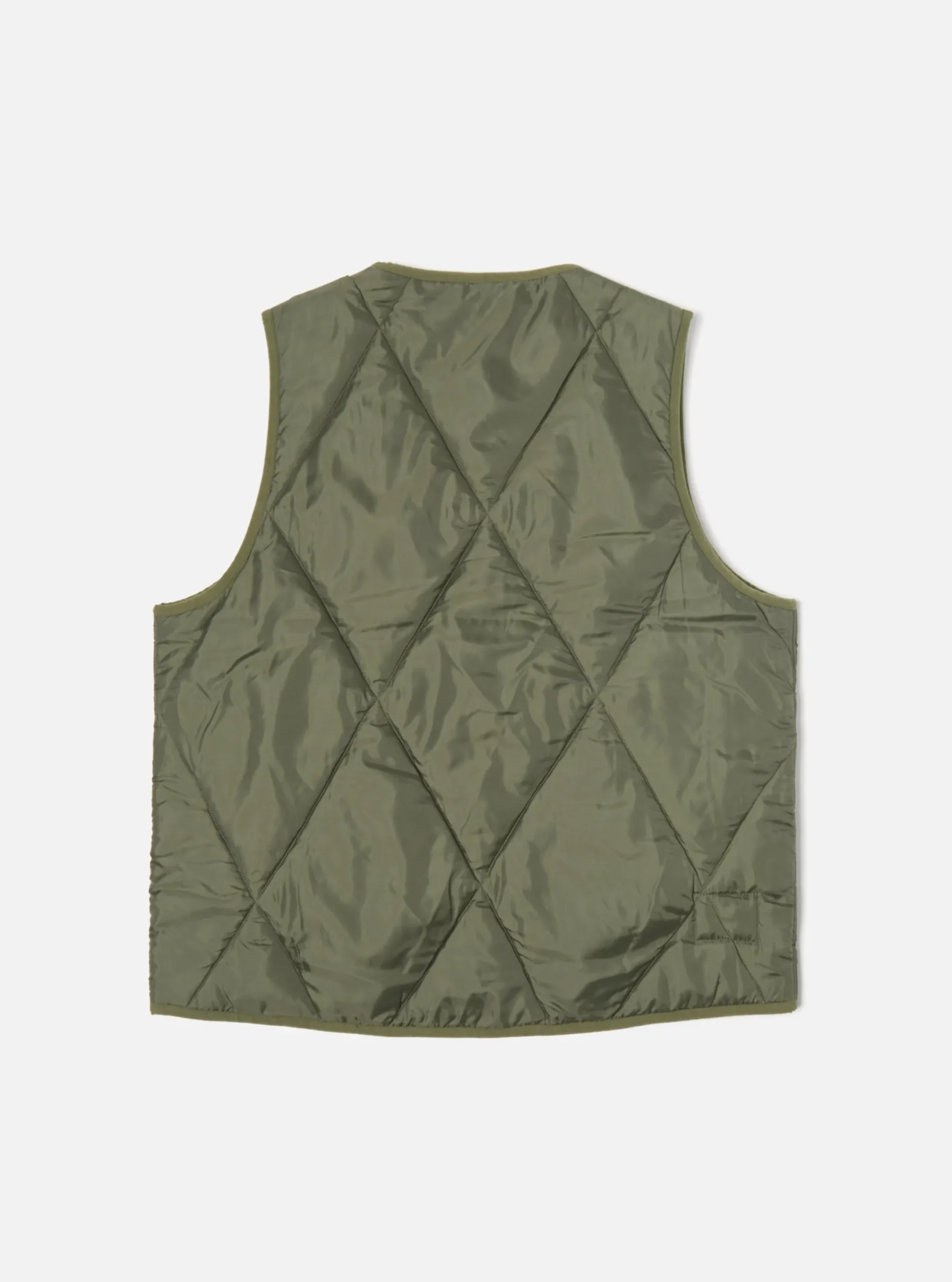 Outlet Reversible Military Liner Gilet In Olive/Sand Diamond Quilt Men Waistcoats & Gilets.