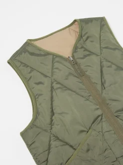 Outlet Reversible Military Liner Gilet In Olive/Sand Diamond Quilt Men Waistcoats & Gilets.