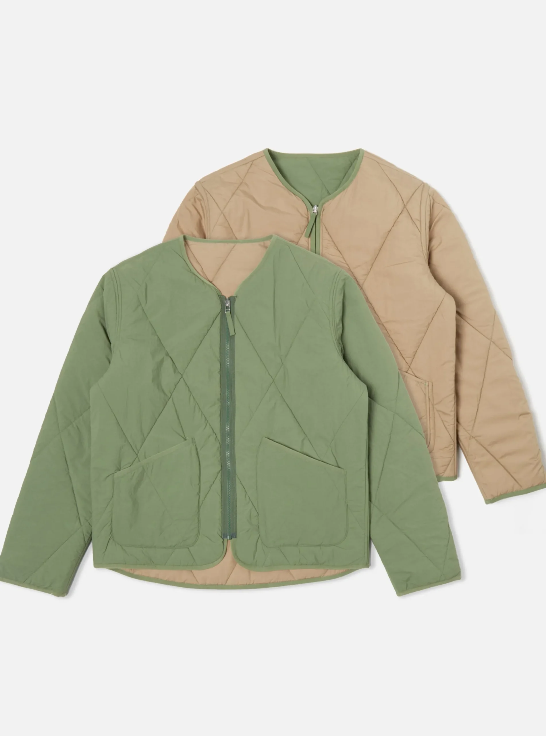 Best Reversible Military Liner Jacket In Green/Sand Diamond Quilt Recycled Nylon Men Coats & Outerwear.