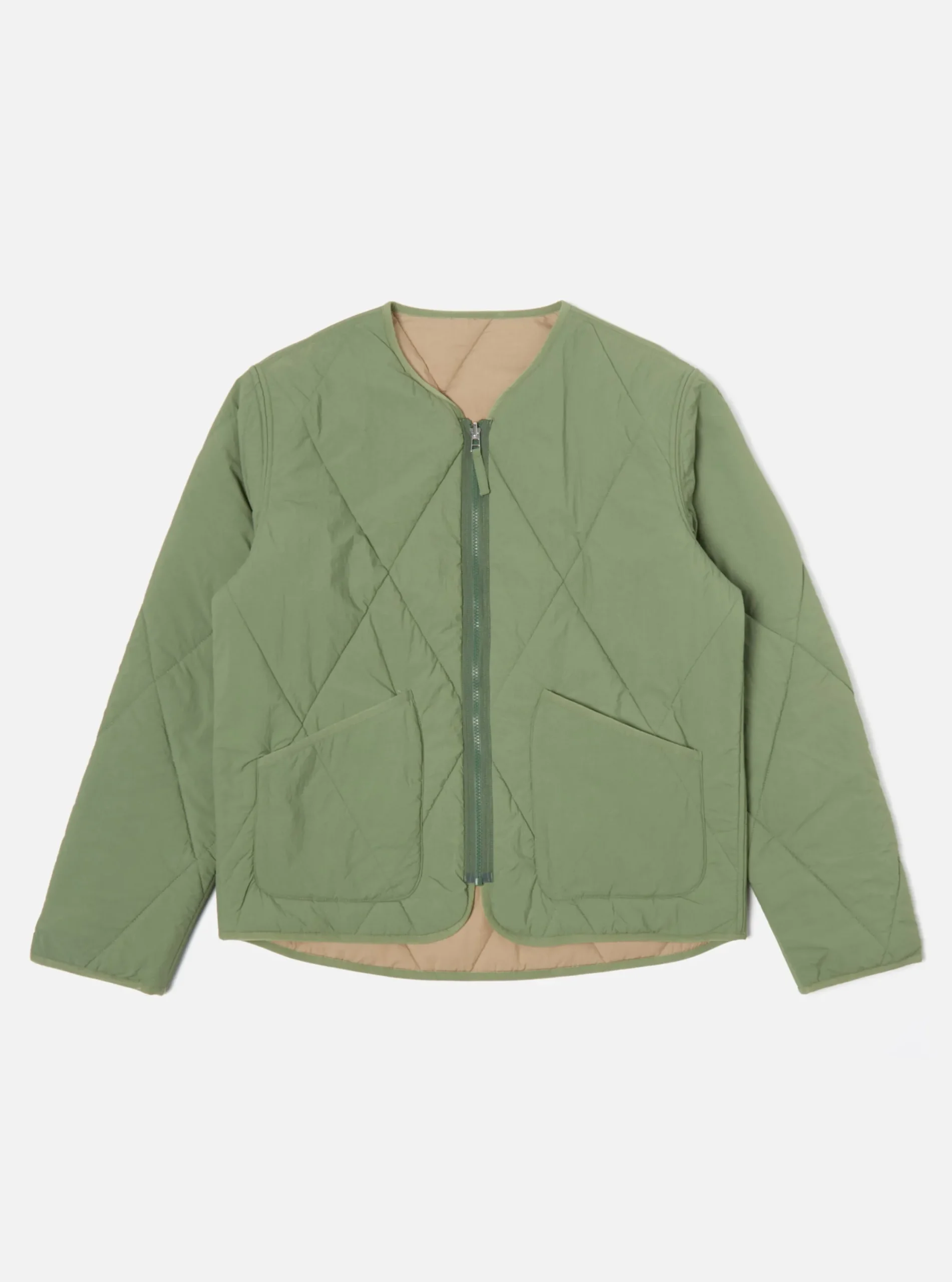 Best Reversible Military Liner Jacket In Green/Sand Diamond Quilt Recycled Nylon Men Coats & Outerwear.