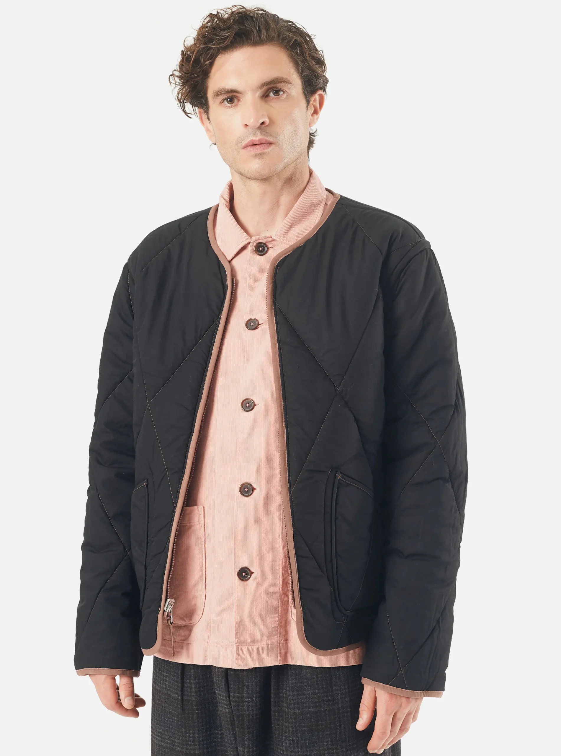 Shop Reversible Military Liner Jacket In Brown/Black Diamond Quilt Recycled Nylon Men Coats & Outerwear.