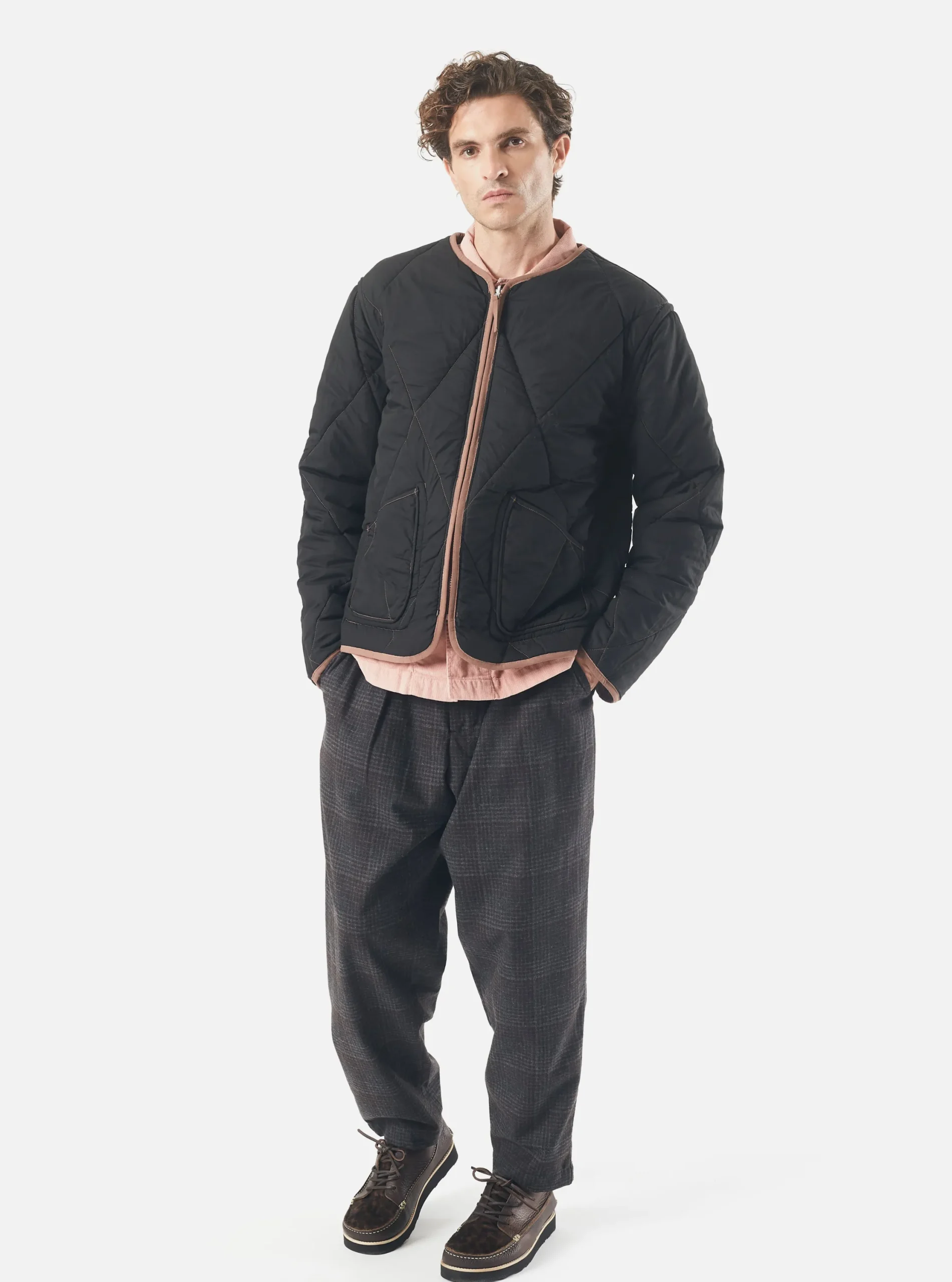 Shop Reversible Military Liner Jacket In Brown/Black Diamond Quilt Recycled Nylon Men Coats & Outerwear.