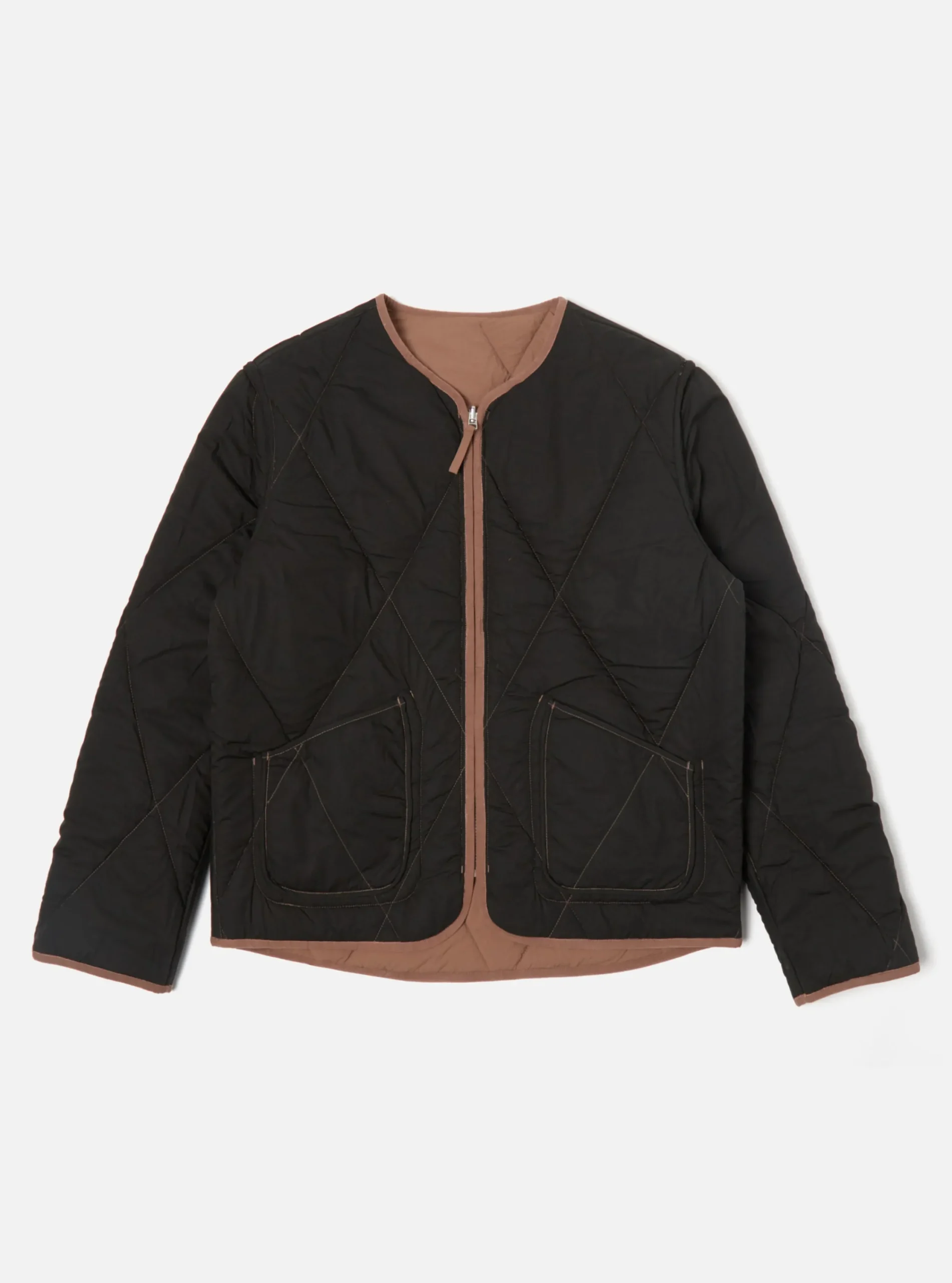 Shop Reversible Military Liner Jacket In Brown/Black Diamond Quilt Recycled Nylon Men Coats & Outerwear.