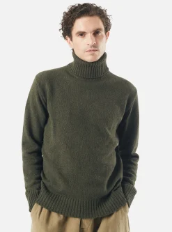 Discount Roll Neck In Olive Eco Wool Men Knitwear.