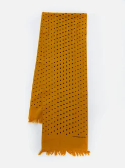 New Short Scarf In Gold/Black Dot Print Men Accessories.