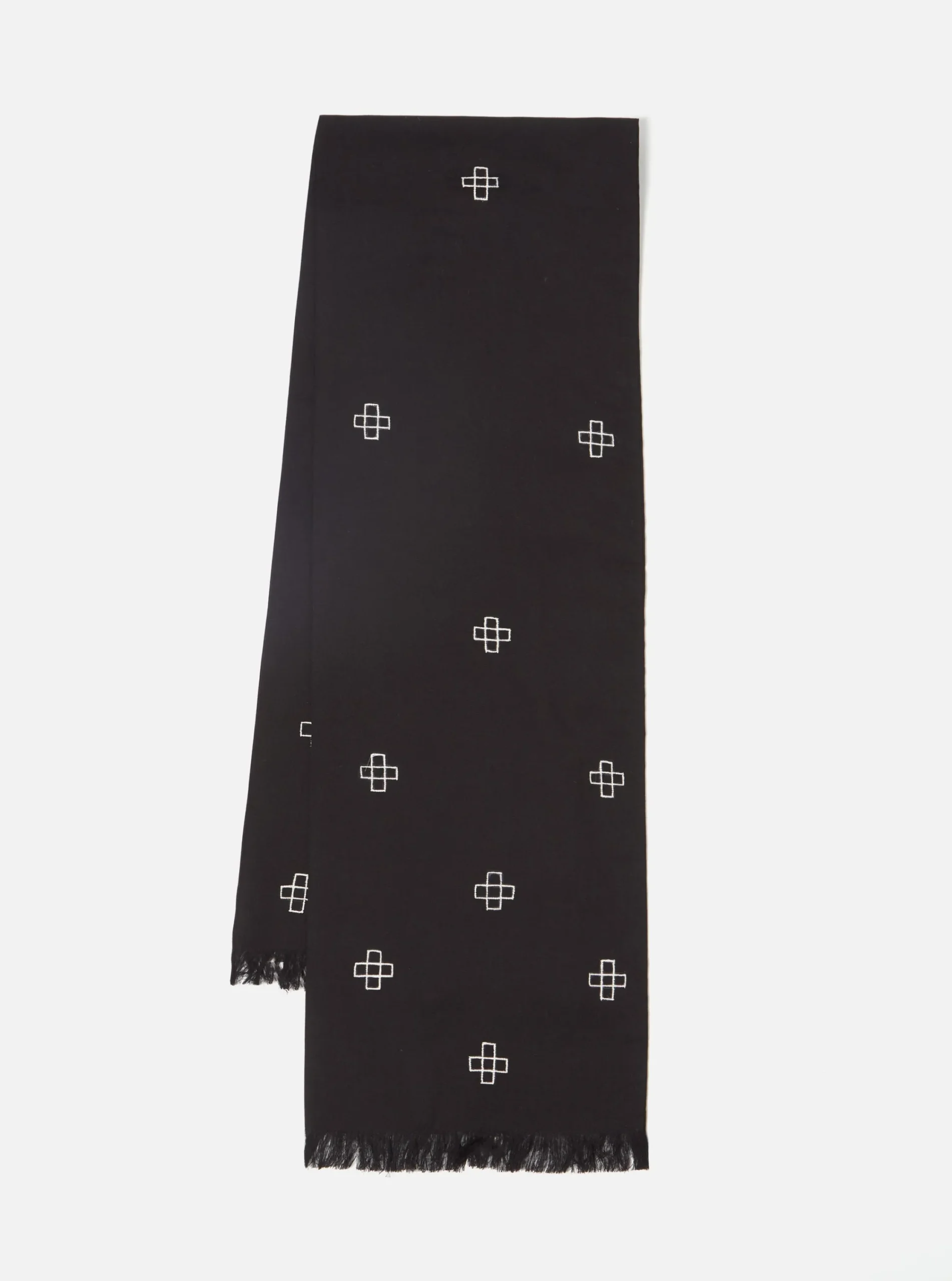 Flash Sale Short Scarf In Black Embroided Viscose Mix Men Accessories.