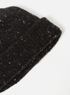 Fashion Short Watch Cap In Black Marl Kilcarra Wool Men Accessories.