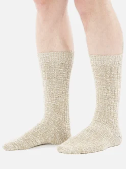 Sale Slub Sock In Dark Sand Slub Knit Men Underwear & Socks.