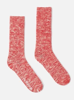 Online Slub Sock In Red Slub Knit Men Underwear & Socks.