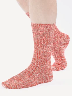 Online Slub Sock In Red Slub Knit Men Underwear & Socks.