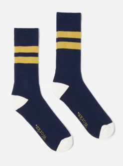 Store Sport Sock In Navy/Yellow Cotton Rib Men Underwear & Socks.