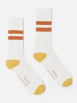 Fashion Sport Sock In Ecru/Orange Cotton Rib Men Underwear & Socks.