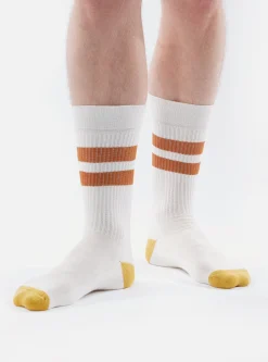 Fashion Sport Sock In Ecru/Orange Cotton Rib Men Underwear & Socks.