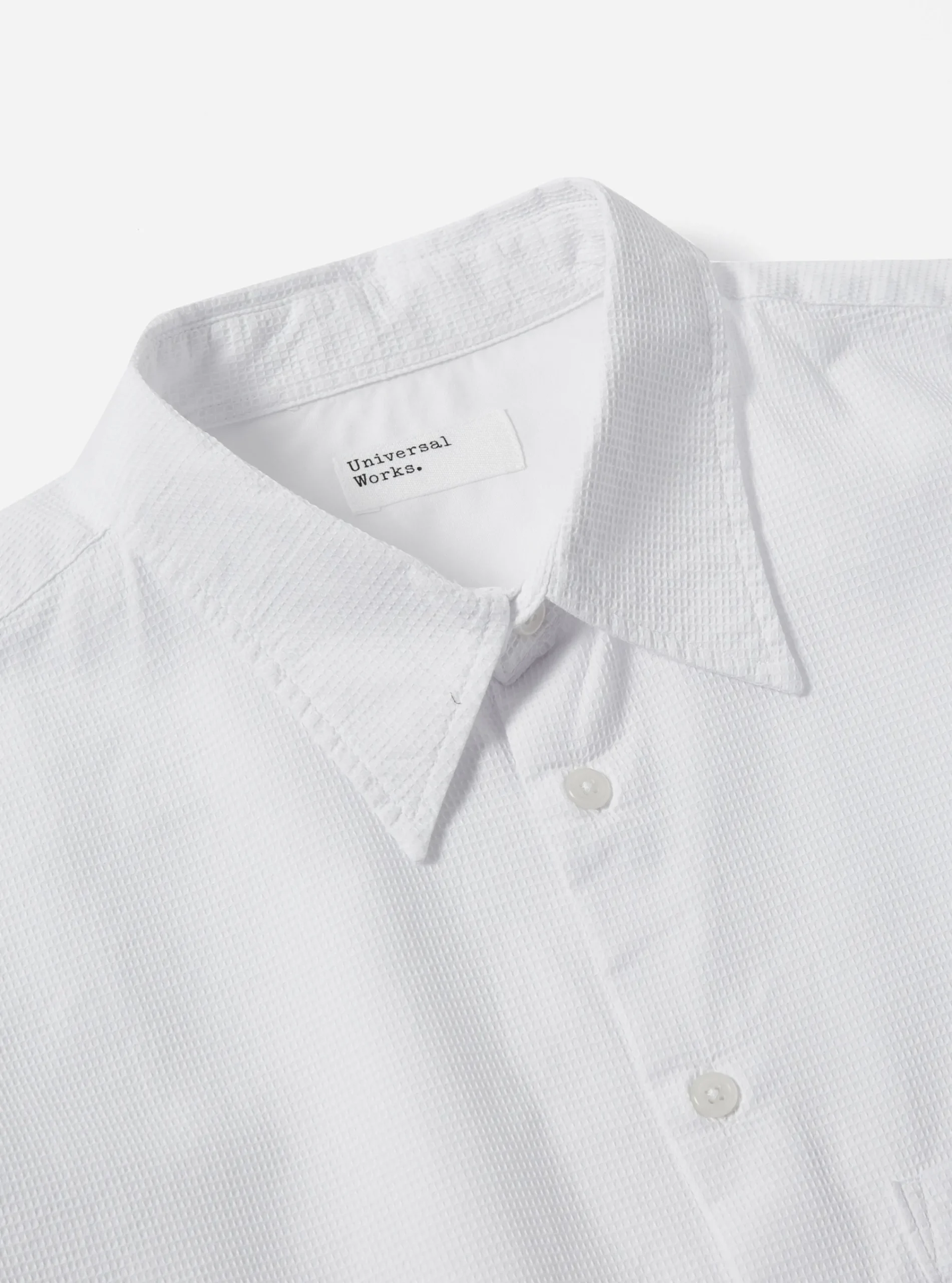 Shop Square Pocket Shirt In White Barca Waffle Cotton Men Shirts.