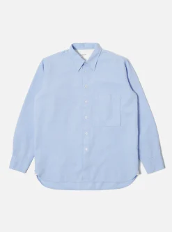 Clearance Square Pocket Shirt In Sky Barca Waffle Cotton Men Shirts.