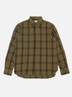 Fashion Square Pocket Shirt In Olive Shadow Check Men Shirts.