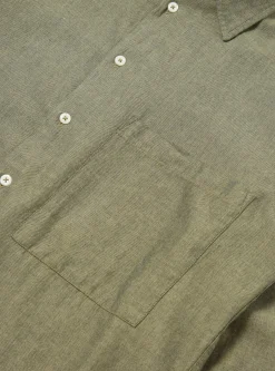 Hot Square Pocket Shirt In Olive It Brushed Twill Men Shirts.
