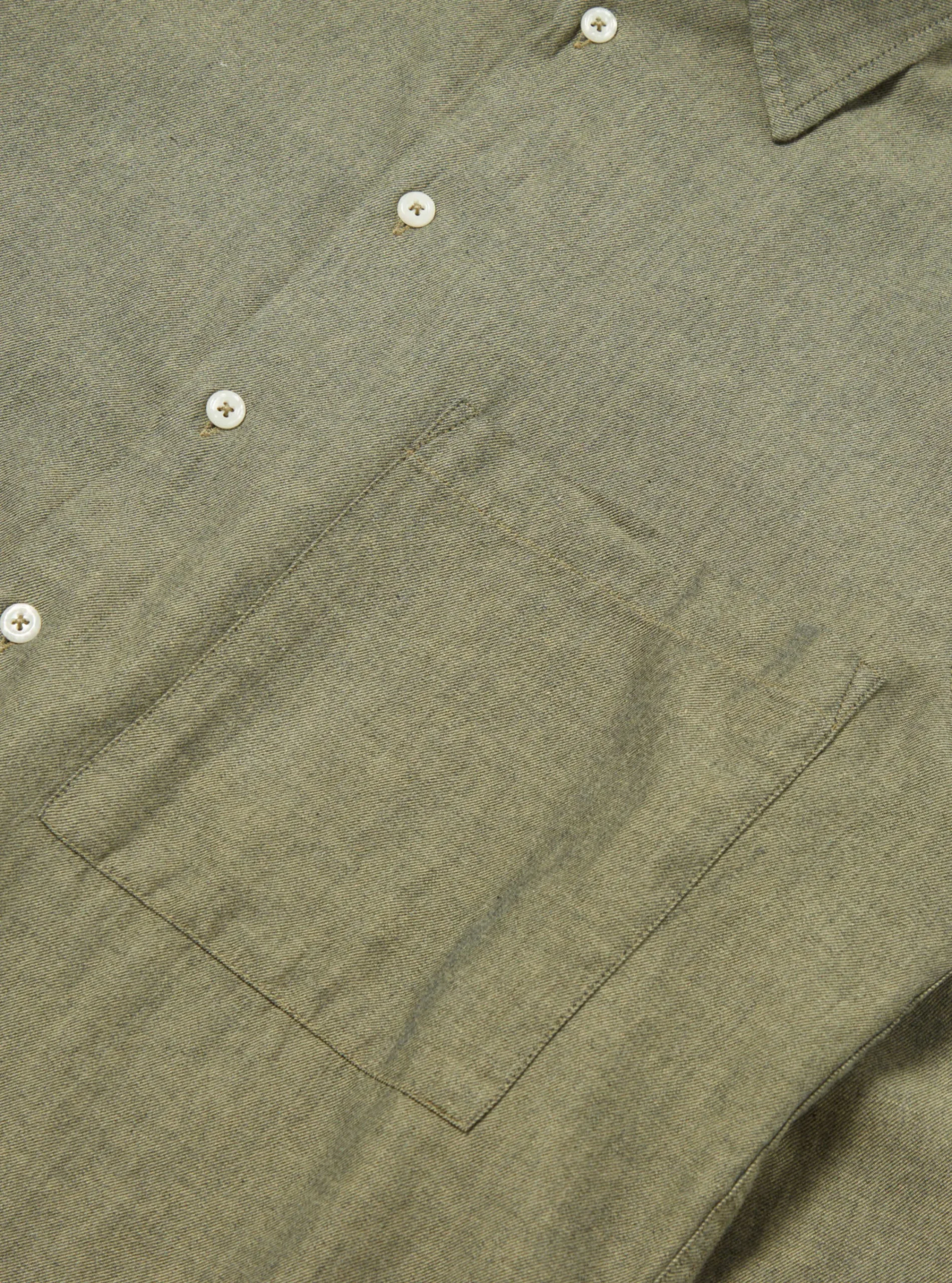 Hot Square Pocket Shirt In Olive It Brushed Twill Men Shirts.