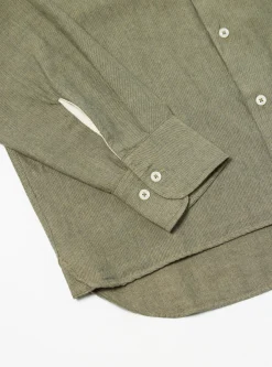 Hot Square Pocket Shirt In Olive It Brushed Twill Men Shirts.