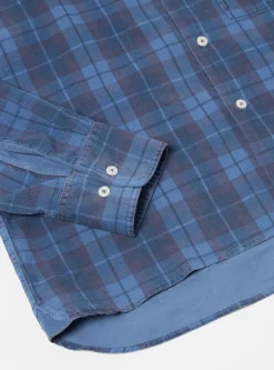 Clearance Square Pocket Shirt In Blue Check Cord Men Shirts.