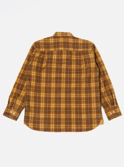 Hot Square Pocket Shirt In Mustard Check Cord Men Shirts.