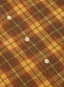 Hot Square Pocket Shirt In Mustard Check Cord Men Shirts.