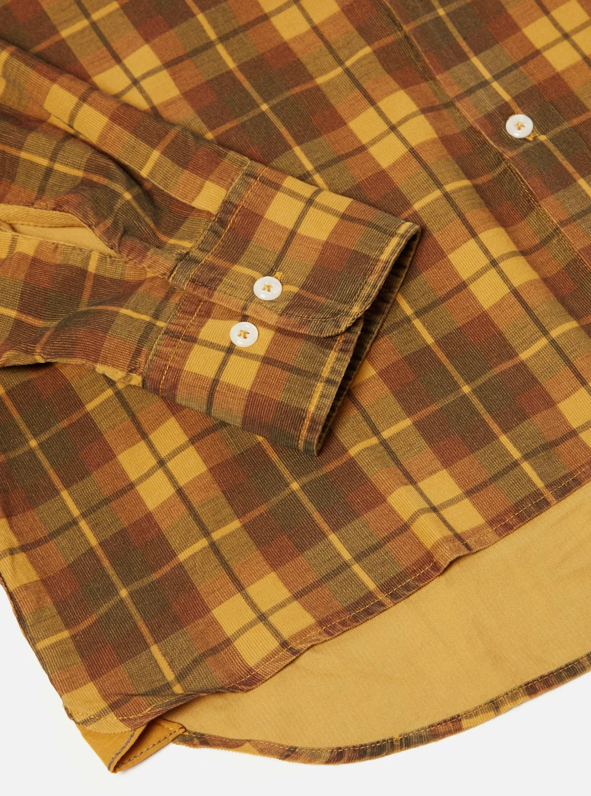 Hot Square Pocket Shirt In Mustard Check Cord Men Shirts.