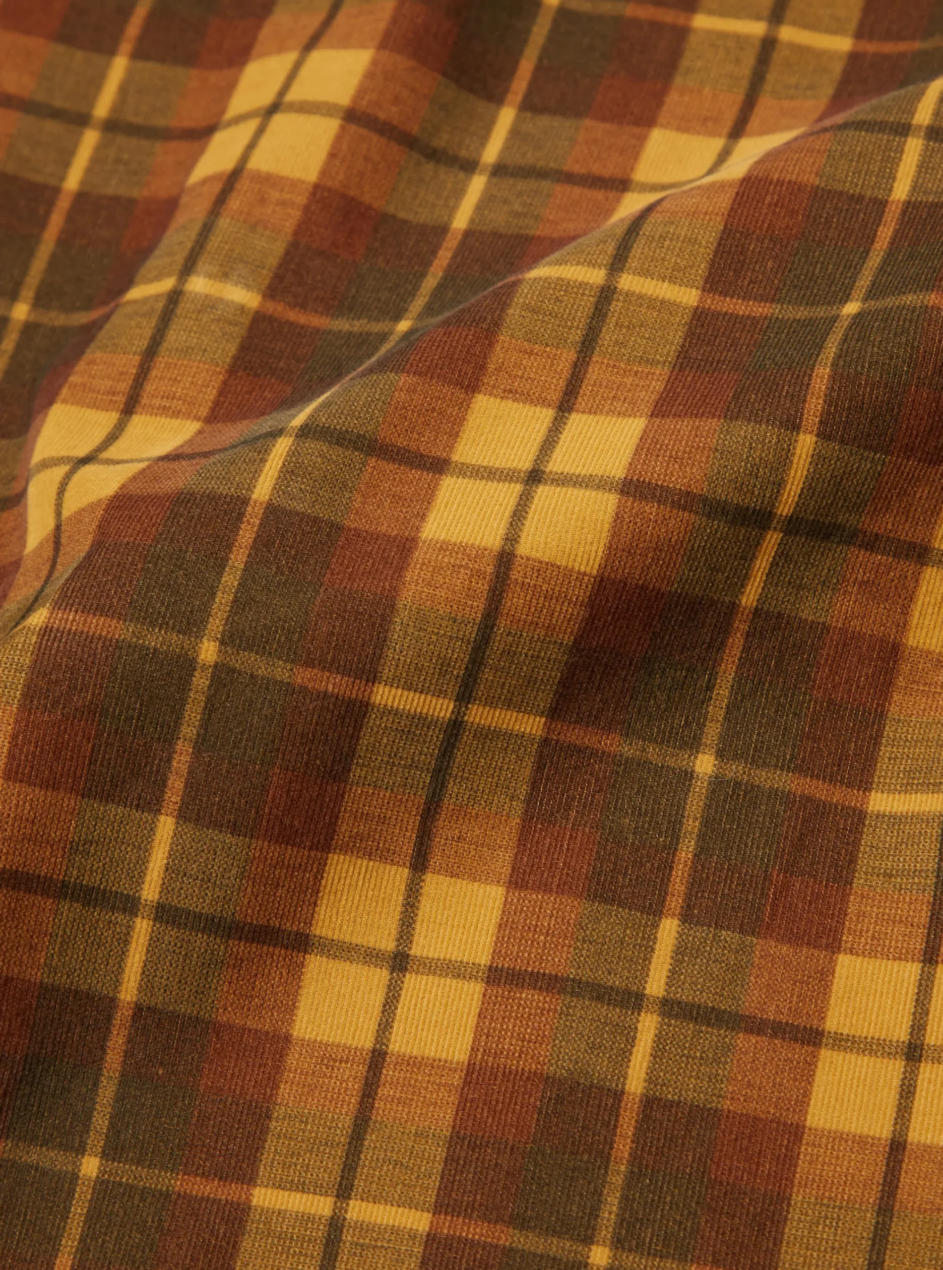 Hot Square Pocket Shirt In Mustard Check Cord Men Shirts.