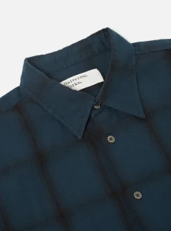 Clearance Square Pocket Shirt In Navy Shadow Check Men Shirts.