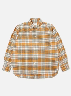 Online Square Pocket Shirt In Grey Marl/Orange Brushed Cotton Plaid Men Shirts.