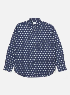 Outlet Square Pocket Shirt In Indigo Vintage Double Ikat Men Shirts.