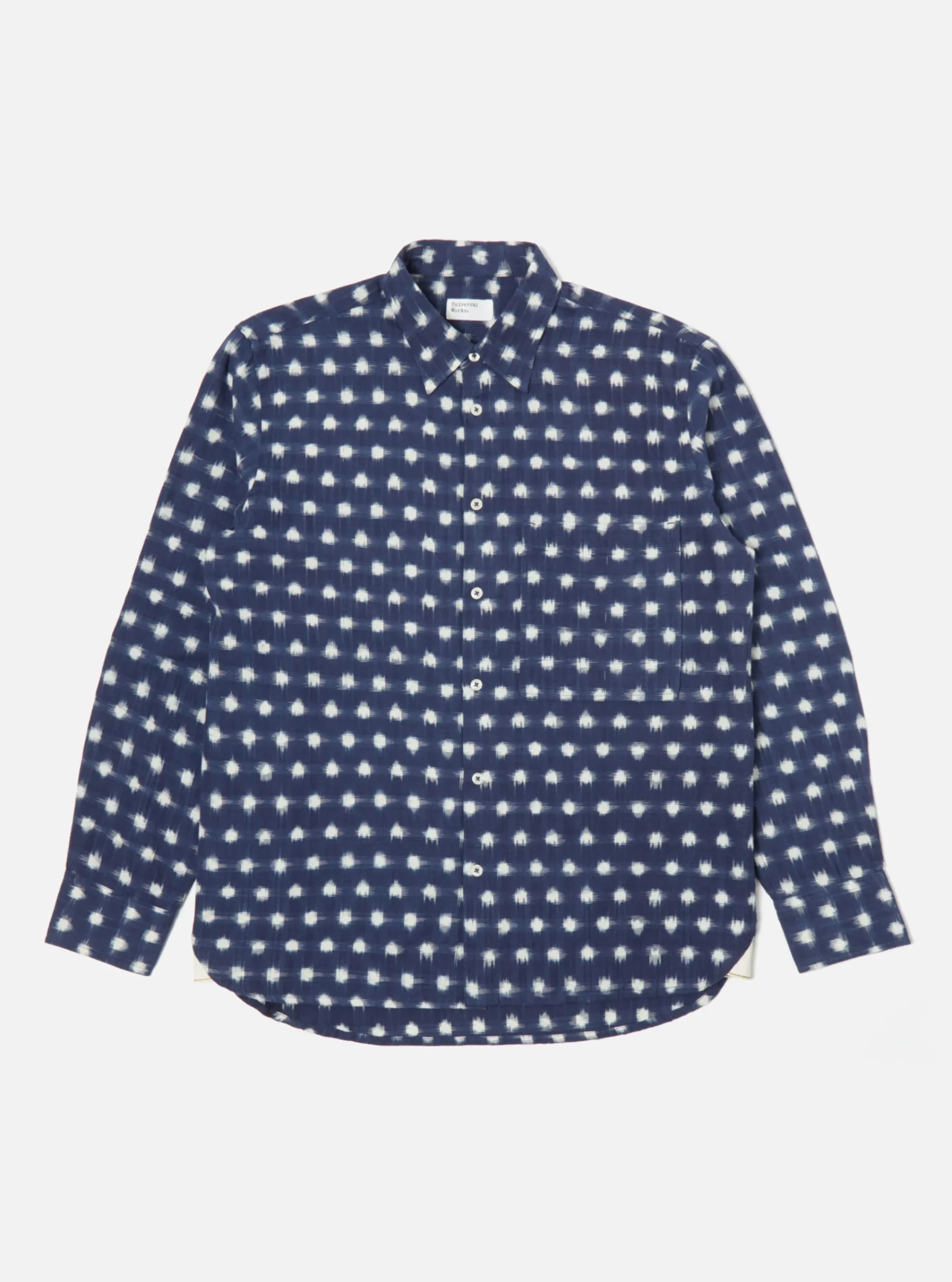 Outlet Square Pocket Shirt In Indigo Vintage Double Ikat Men Shirts.