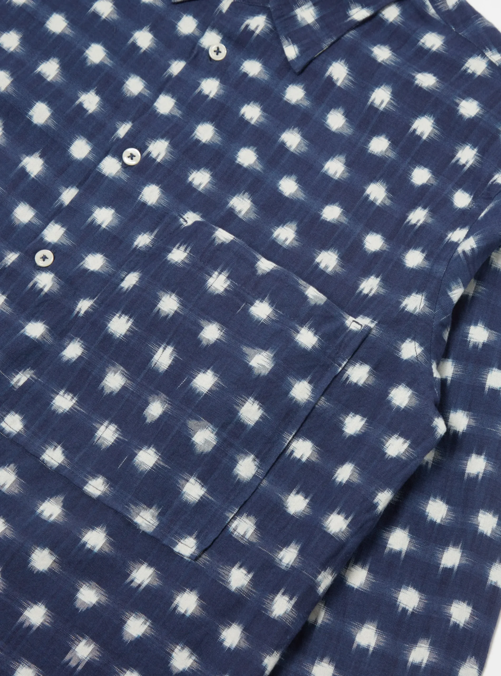 Outlet Square Pocket Shirt In Indigo Vintage Double Ikat Men Shirts.