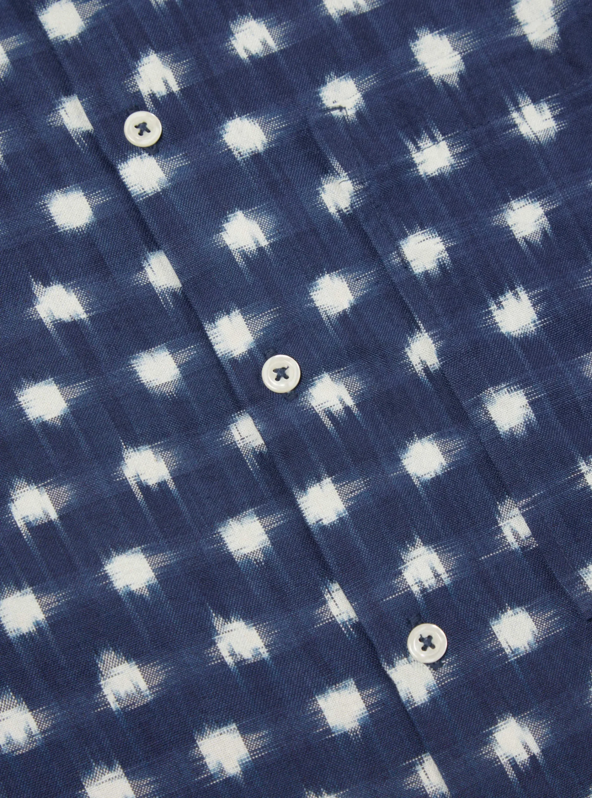 Outlet Square Pocket Shirt In Indigo Vintage Double Ikat Men Shirts.