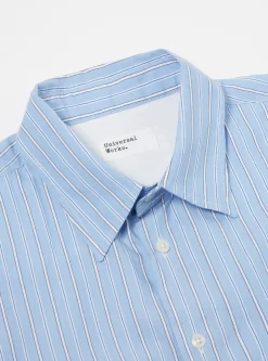 New Square Pocket Shirt In Blue Posh Stripe Cotton Men Shirts.