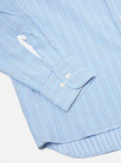 New Square Pocket Shirt In Blue Posh Stripe Cotton Men Shirts.