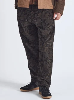 Fashion Super Chino In Black Japanese Print Cord Men Suiting.