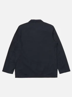 Sale Three Button Jacket In Navy Veta Upcycled Cotton Men Jackets.